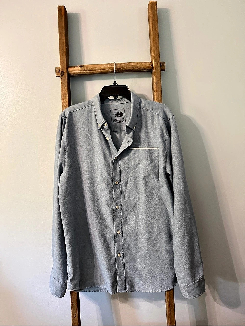 The North Face Men's Button Down Shirt Blue Size Large